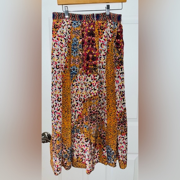 ANTHROPOLOGIE BHANUNI BY JYOTI Panthera Pleated Maxi Skirt Side 6 - Picture 3 of 8